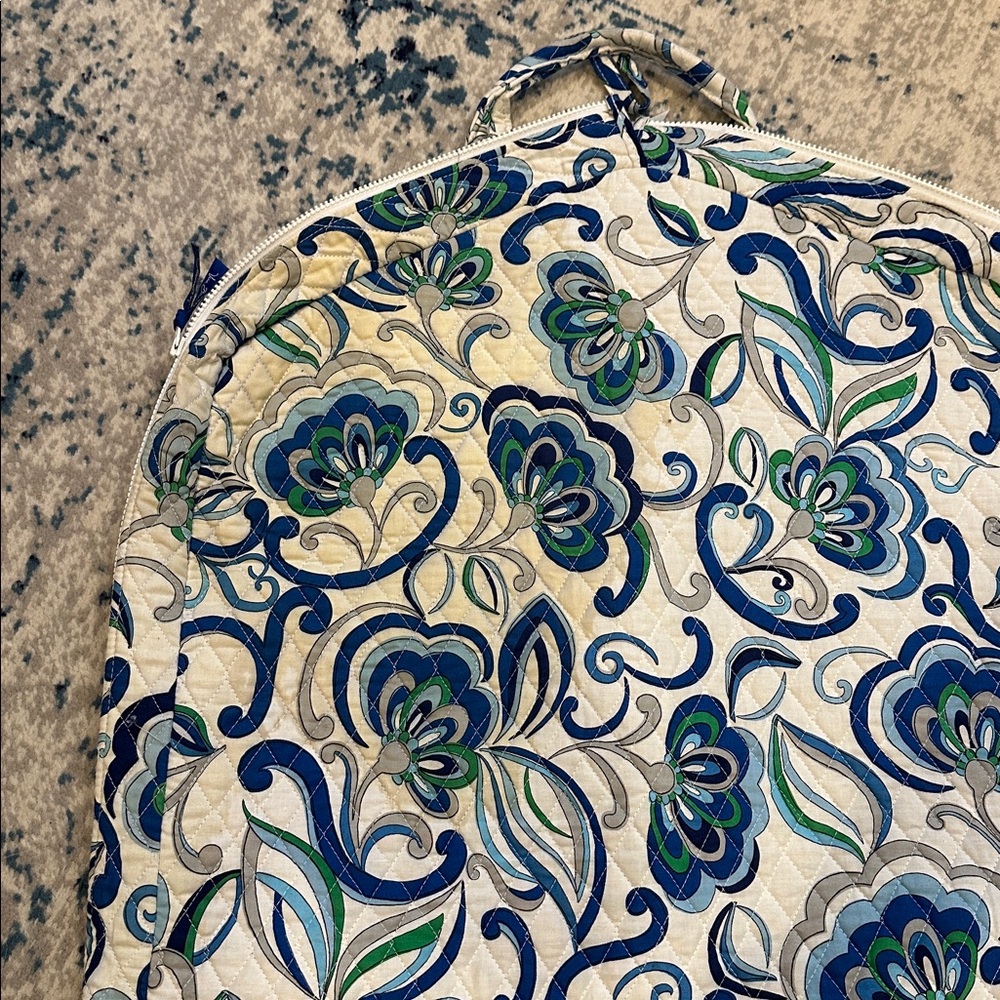 Vera Bradley Garment Bag Blue Floral Travel Quilted Preppy - Picture 4 of 10